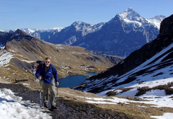 Bert Vonk tijdens een van zijn vele tochten in de bergen