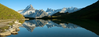 Verte in Balans, Bachalpsee, Berner Oberland, Zwitserland. Foto Frank Peters