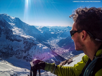 Kamil Tamiola bij de Mont Blanc. Foto Luminita M. Toma of Alpine Photography