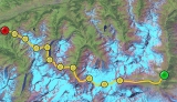 Route van Zermatt (groen) naar Verbier (rood)