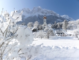 Zugspitzdorf Grainau im Winter, Duitsland, Wintersport