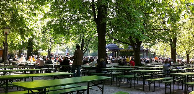 Een biergarten in München