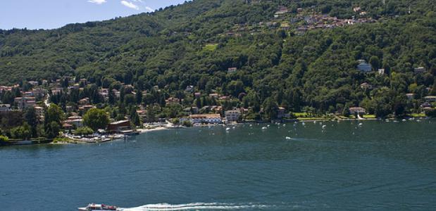 Het eens zo blauwe Lago Maggiore is nu vervuild door een laag drijfhout.