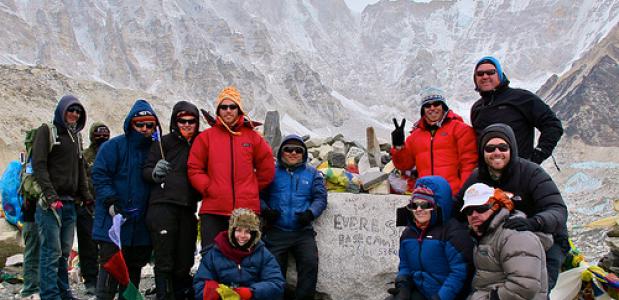 Klimmers in Everest Base Camp