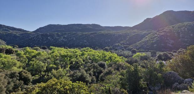 Een groot deel van de dag zou door onbeschut terrein gaan. Wandelen over de PCT