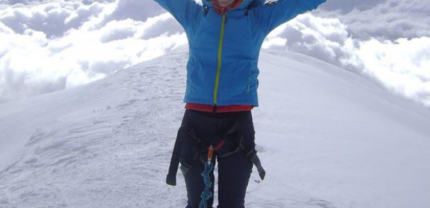 Shirley op de top van de Mont Blanc
