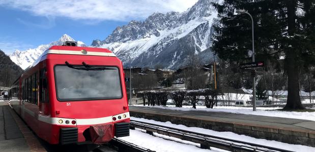 Trein bij Les Houches 