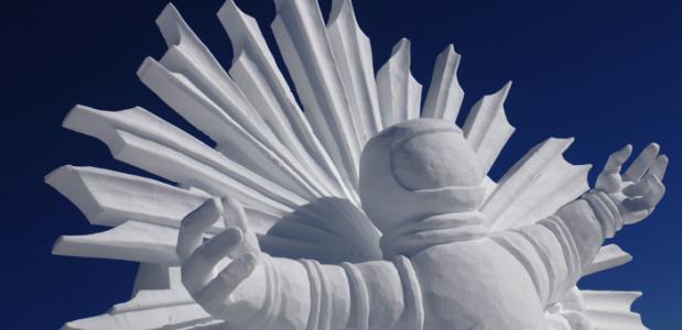 Sneeuw- en ijssculpturen op de piste van Ischgl