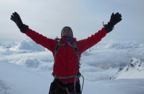 Sander op de top van de Mont Blanc