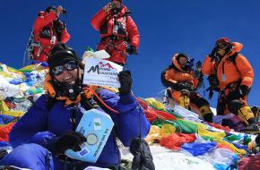 Klimmers op de top van Mount Everest